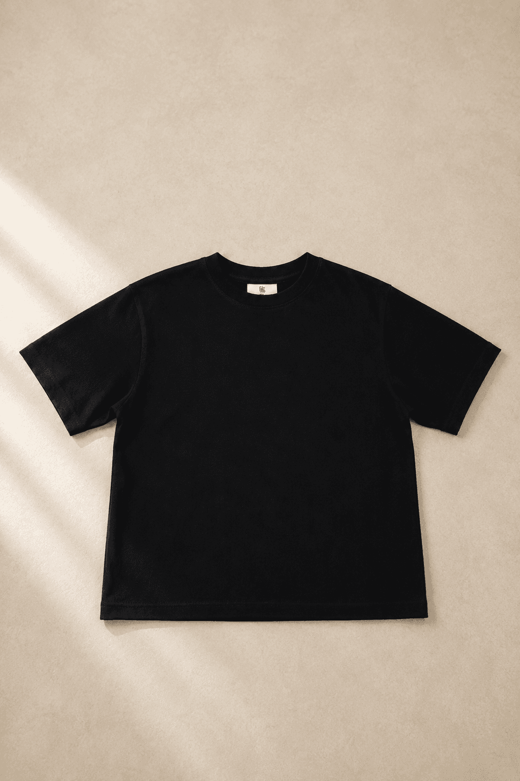 正韓黑色短版boxy短袖素T恤 styled