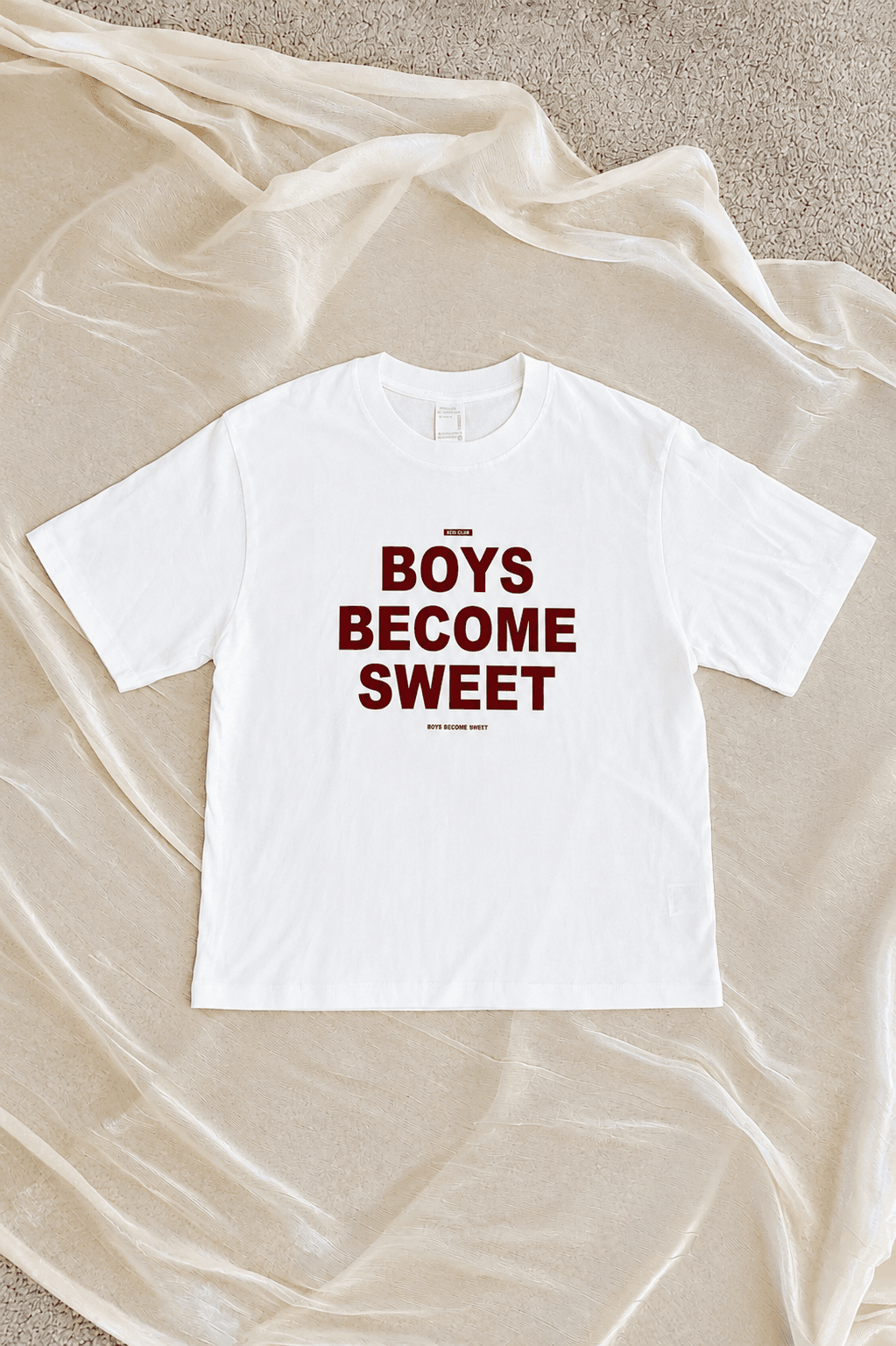 白色Boy Become Sweet男孩短袖字母T恤 styled