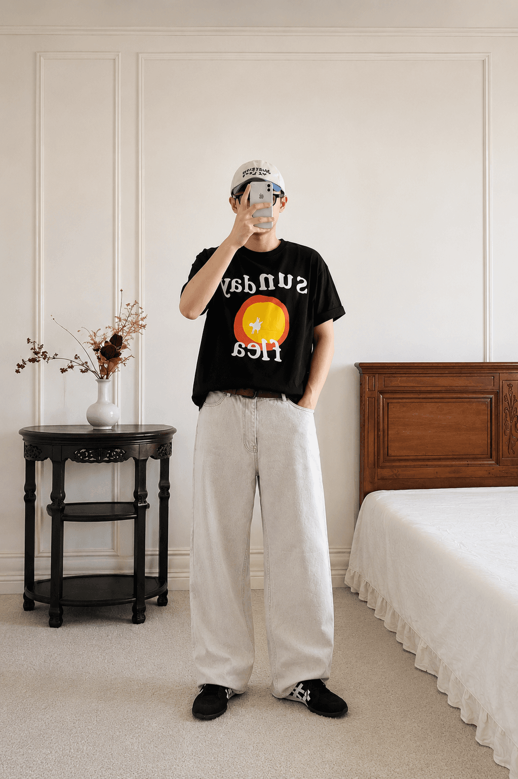 正韓黑色Sunday星期日塗鴉短袖字母T恤 styled